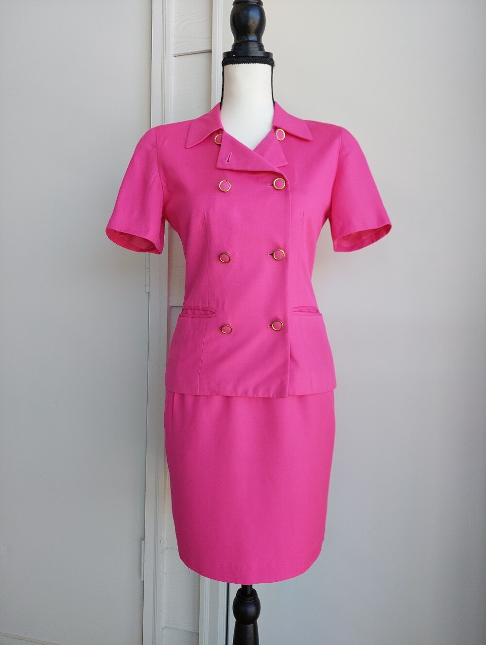 Vintage 90s Hot Pink Barbiecore Skirt Suit